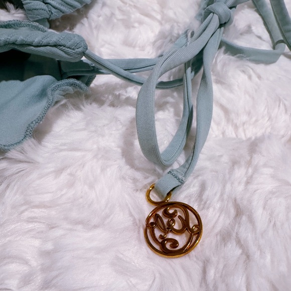 Luli Fama ORILLAS DEL MAR Triangle Bikini Top (M) & Side Tie Ruched Bottoms (S) - Picture 6 of 7